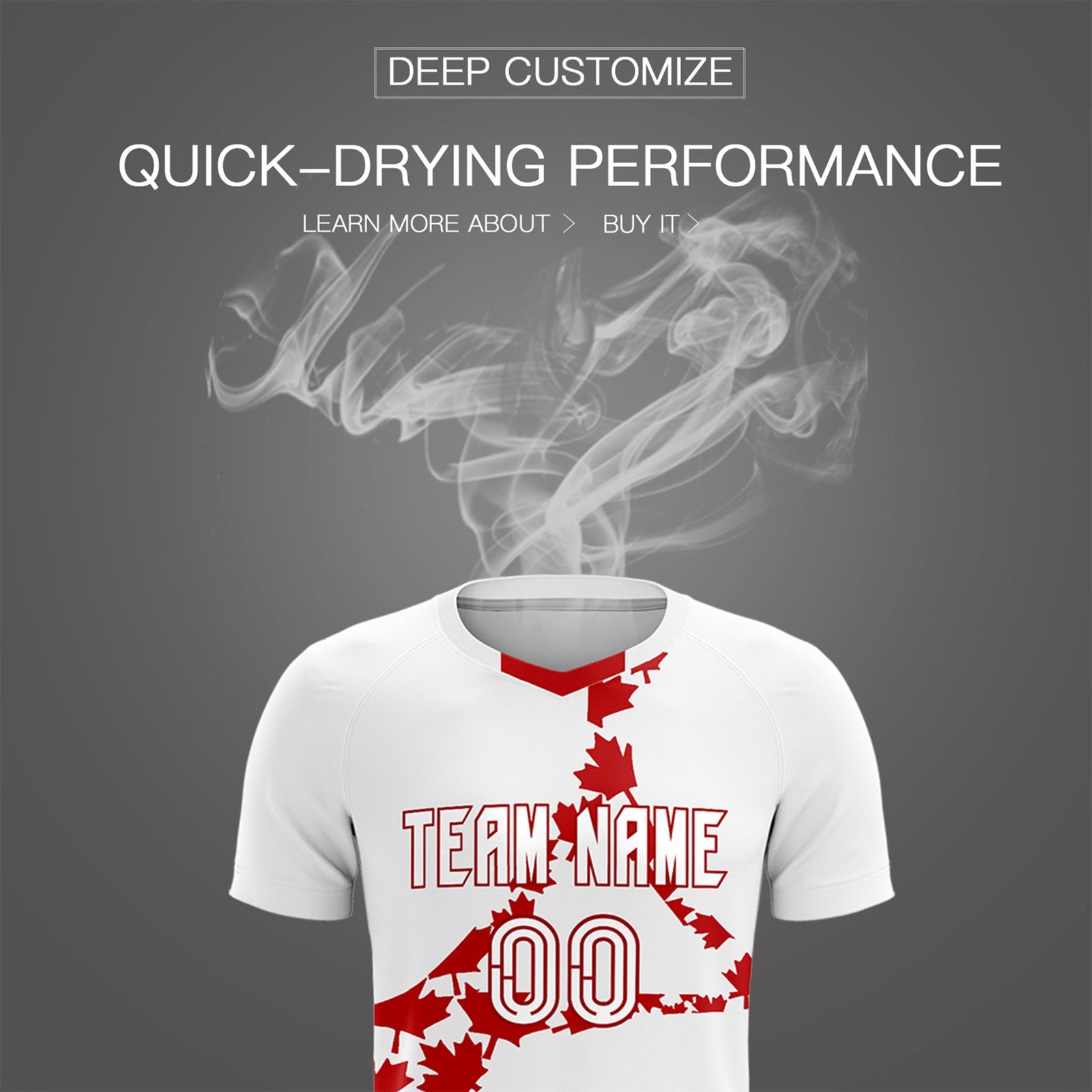 Custom White Red Canada Maple Leaves World Cup Inspired Quick-Drying Graffiti Pattern Soccer Sets Jersey