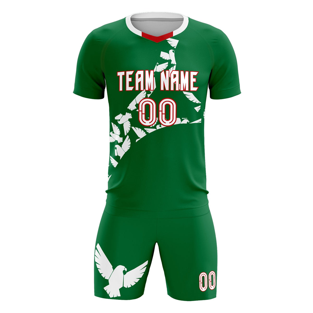 Custom Kelly Green White Mexico Eagle World Cup Inspired Wrinkle-Resistant Graffiti Pattern Soccer Sets Jersey