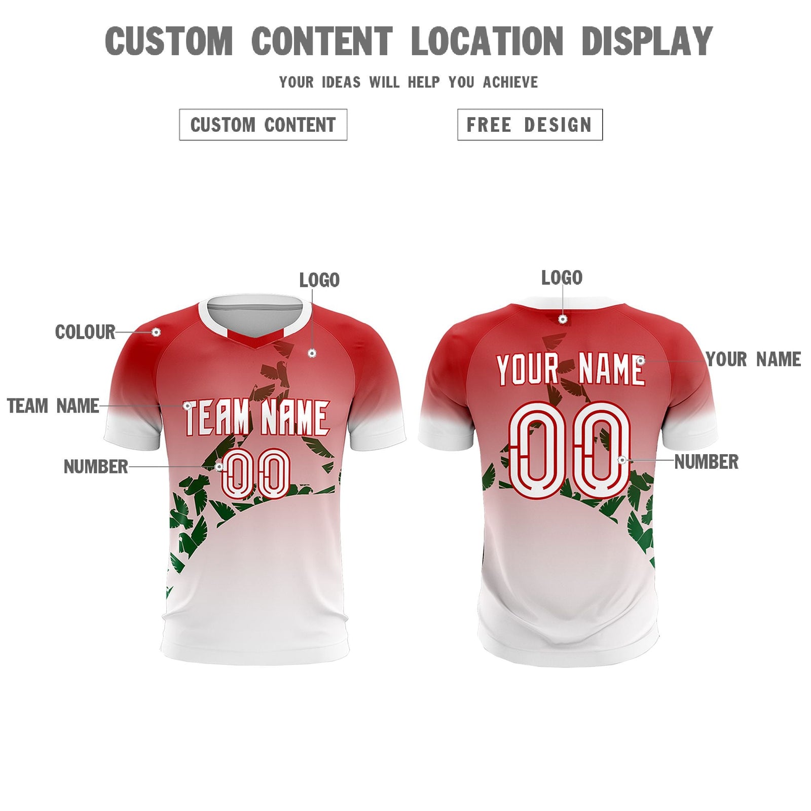 Custom Red Kelly Green Mexico Eagle World Cup Inspired Breathable Gradient Fashion Soccer Sets Jersey