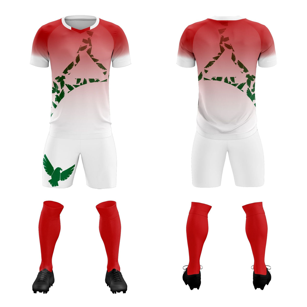 Custom Red Kelly Green Mexico Eagle World Cup Inspired Breathable Gradient Fashion Soccer Sets Jersey