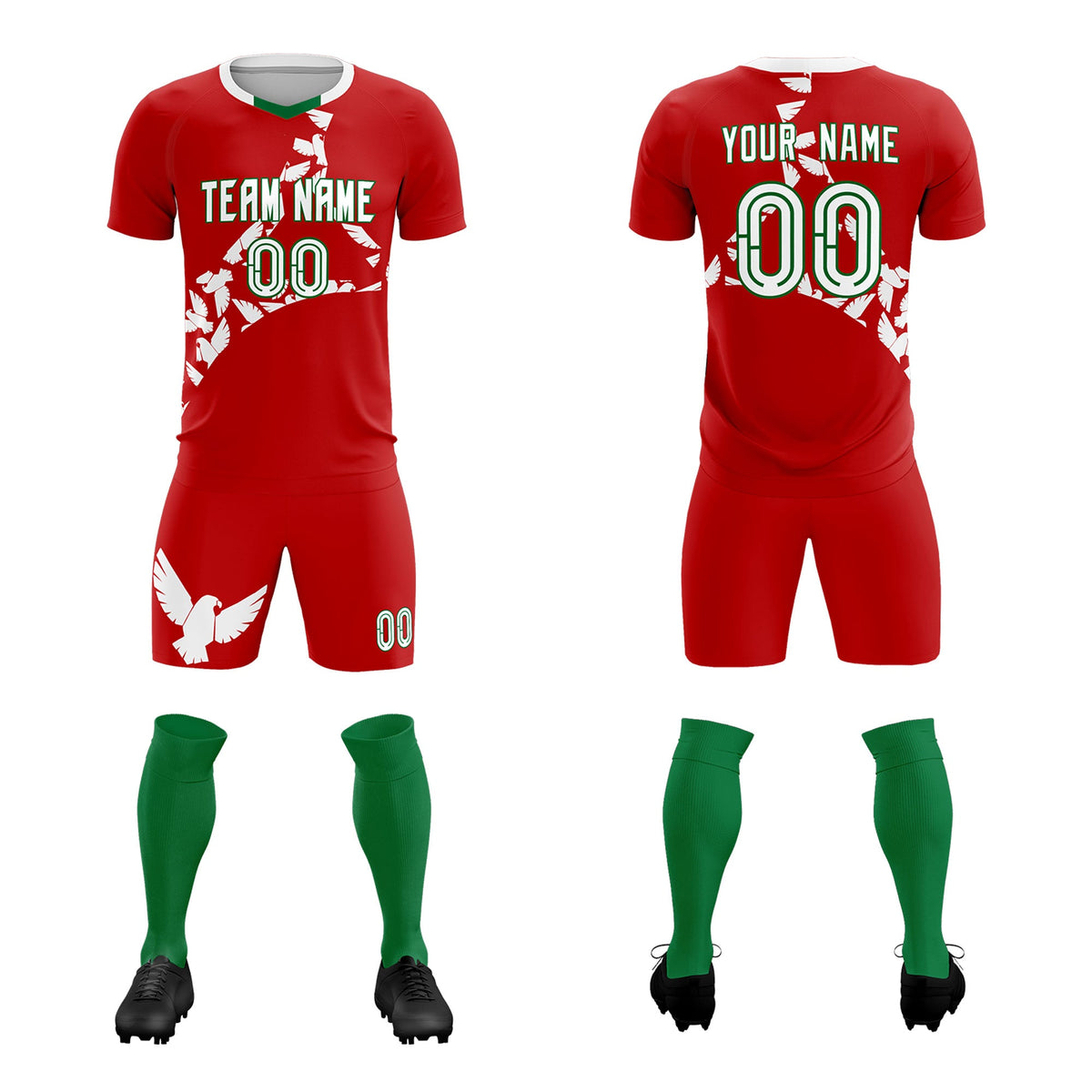 Custom Red White Mexico Eagle World Cup Inspired Quick-Drying Graffiti Pattern Soccer Sets Jersey