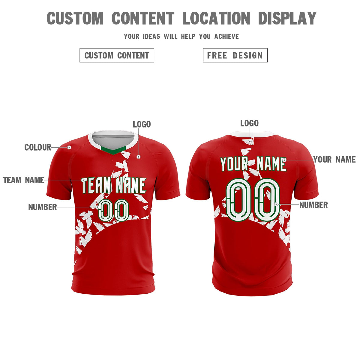 Custom Red White Mexico Eagle World Cup Inspired Quick-Drying Graffiti Pattern Soccer Sets Jersey