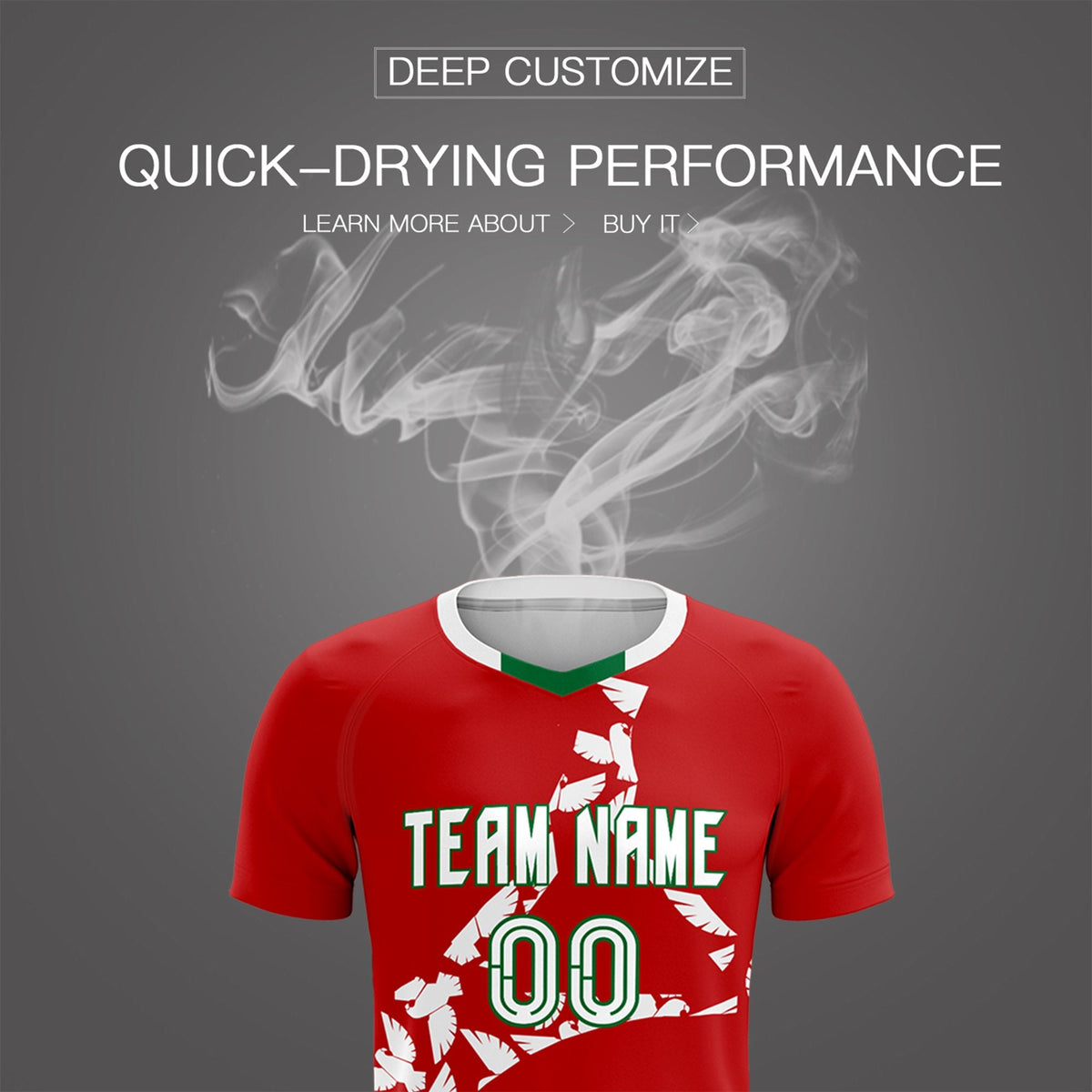 Custom Red White Mexico Eagle World Cup Inspired Quick-Drying Graffiti Pattern Soccer Sets Jersey