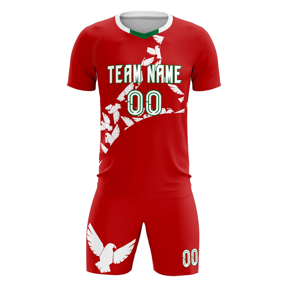 Custom Red White Mexico Eagle World Cup Inspired Quick-Drying Graffiti Pattern Soccer Sets Jersey