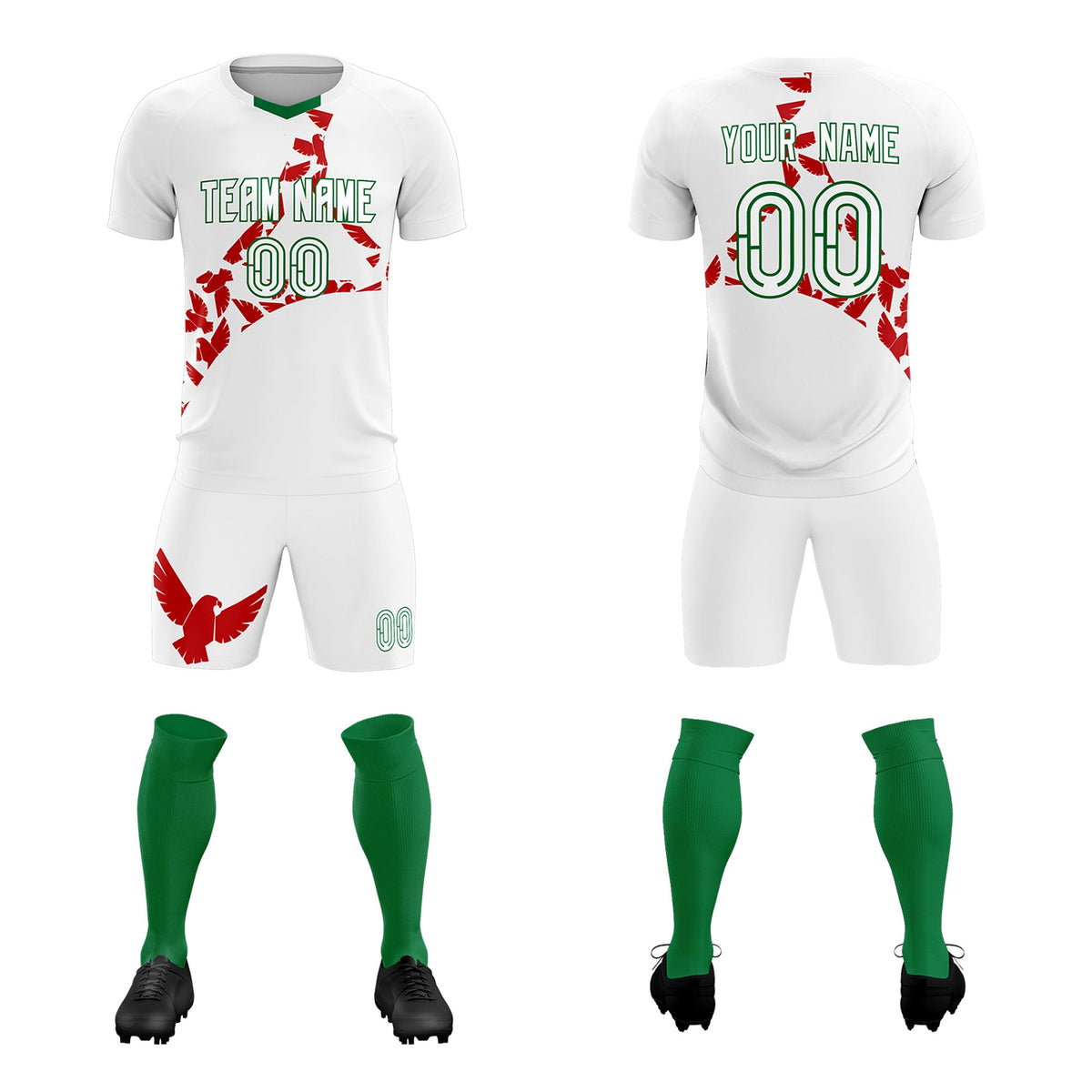 Custom White Red Mexico Eagle World Cup Inspired Lightweight Graffiti Pattern Soccer Sets Jersey