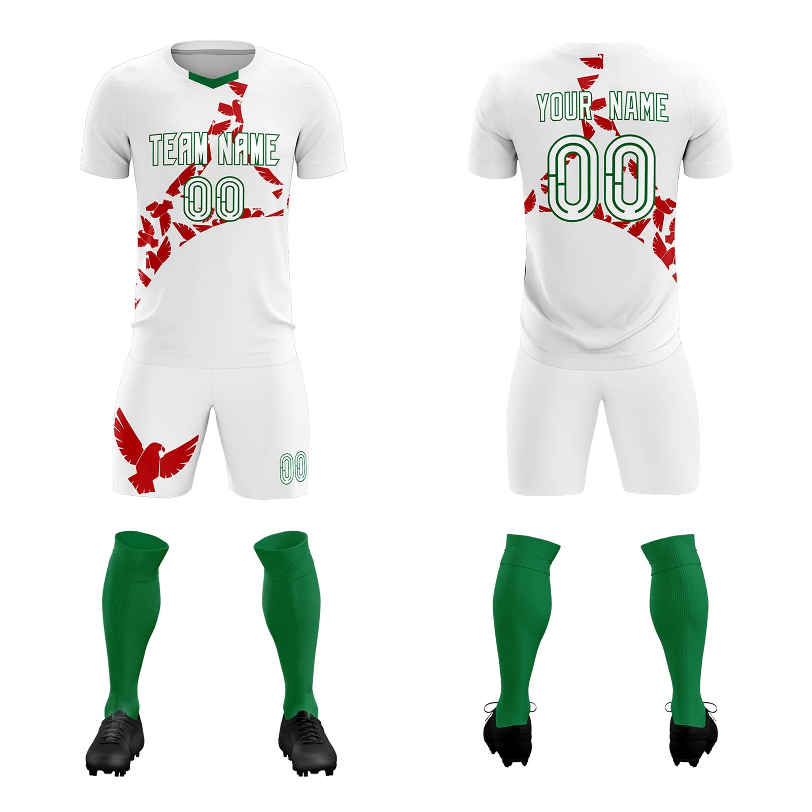 Custom White Red Mexico Eagle World Cup Inspired Lightweight Graffiti Pattern Soccer Sets Jersey
