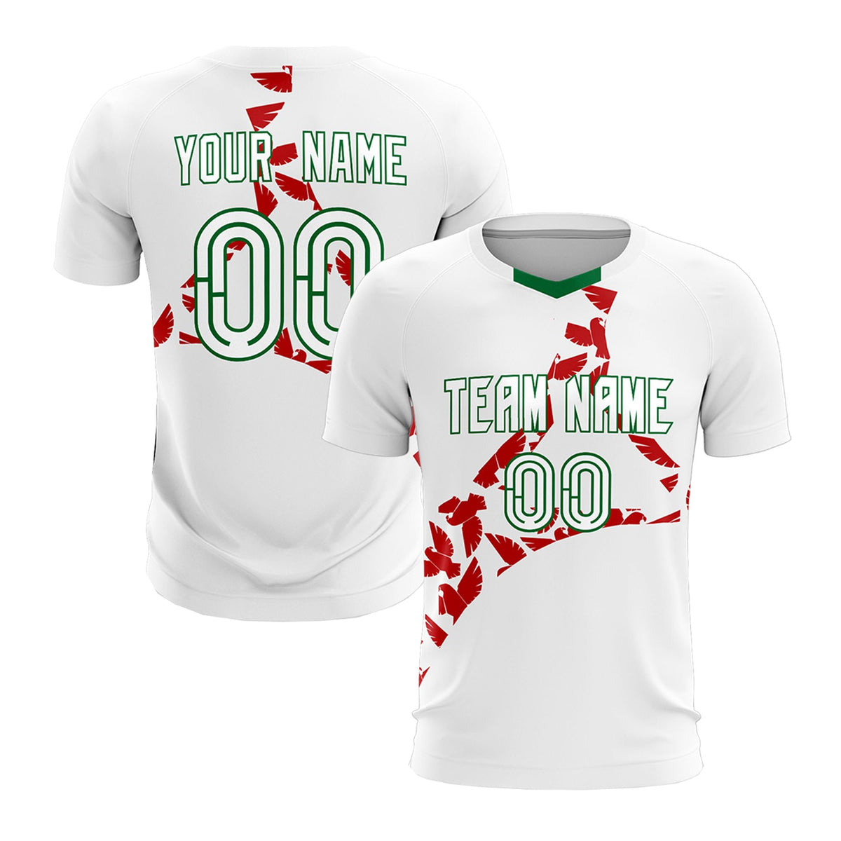 Custom White Red Mexico Eagle World Cup Inspired Lightweight Graffiti Pattern Soccer Sets Jersey