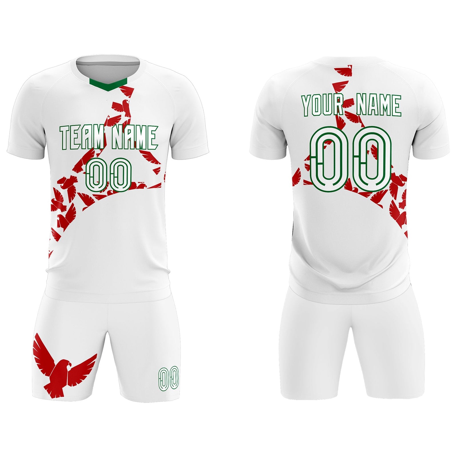Custom White Red Mexico Eagle World Cup Inspired Lightweight Graffiti Pattern Soccer Sets Jersey