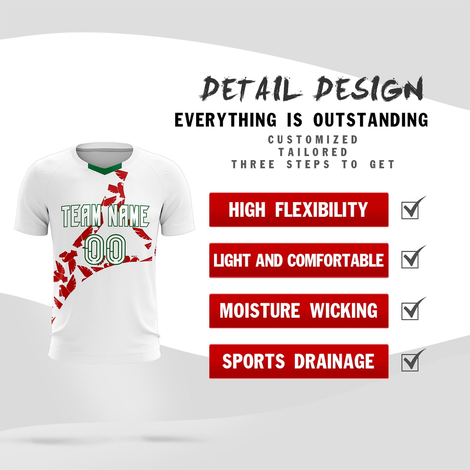 Custom White Red Mexico Eagle World Cup Inspired Lightweight Graffiti Pattern Soccer Sets Jersey