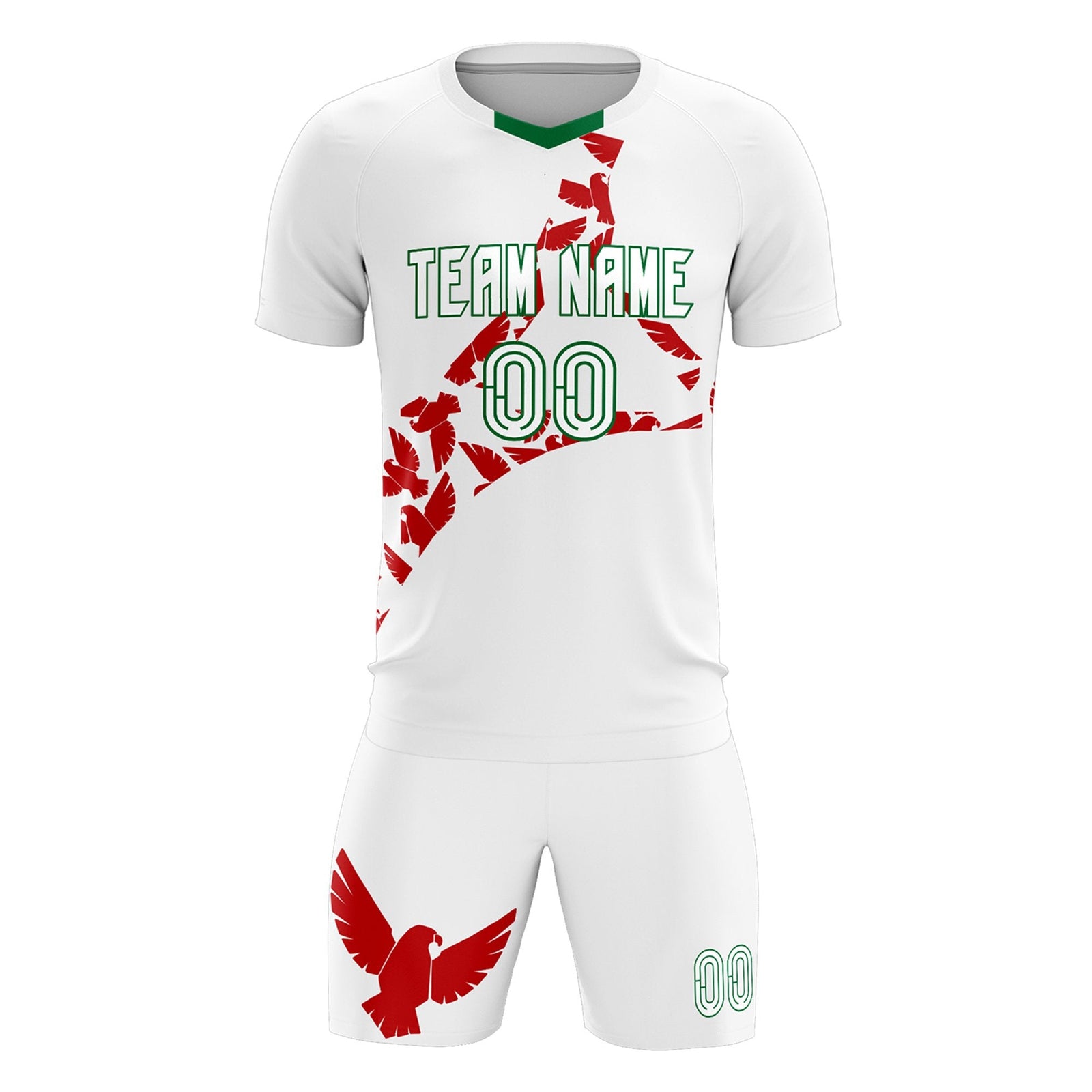 Custom White Red Mexico Eagle World Cup Inspired Lightweight Graffiti Pattern Soccer Sets Jersey