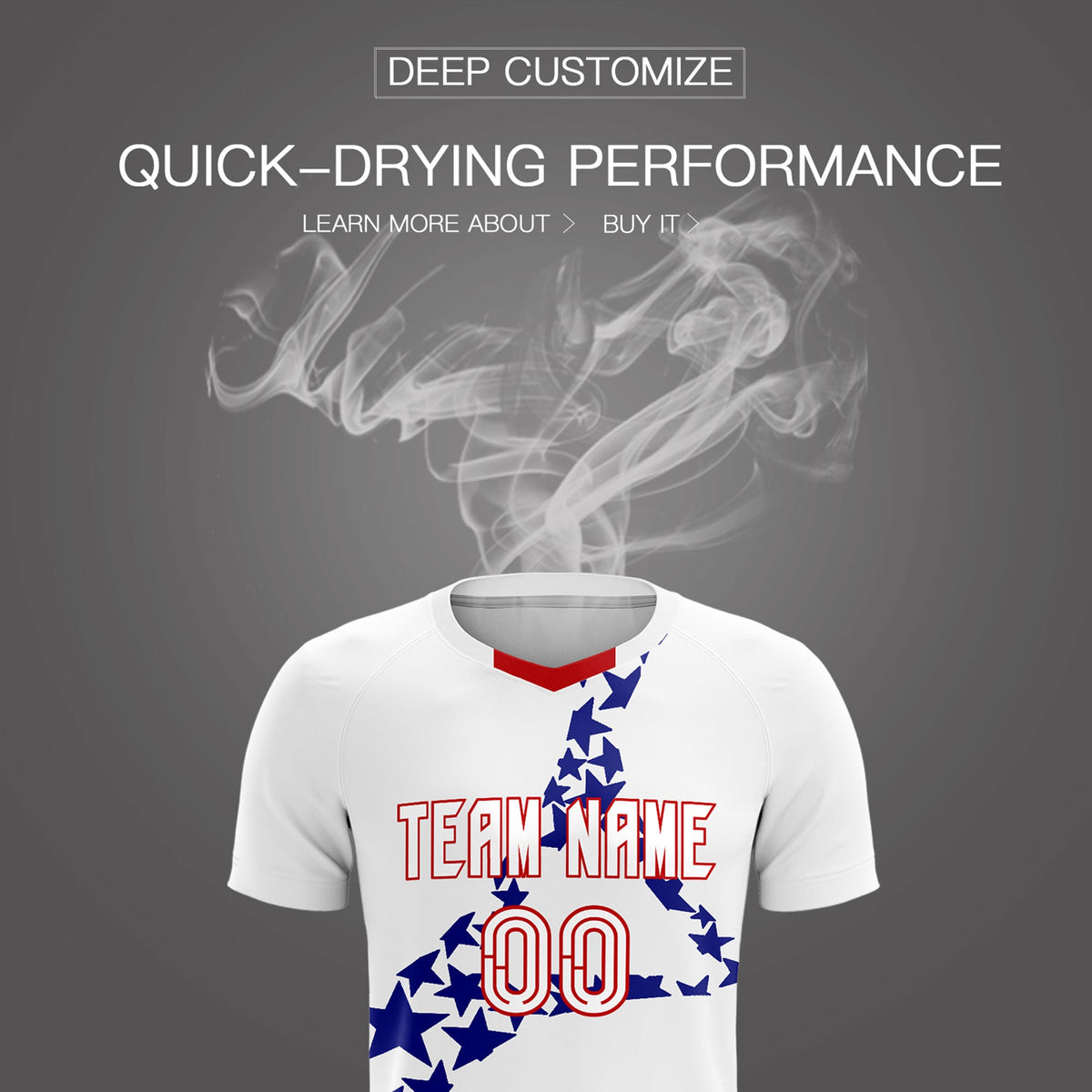 Custom White Royal America Star World Cup Inspired Drapable Graffiti Pattern Soccer Sets Jersey