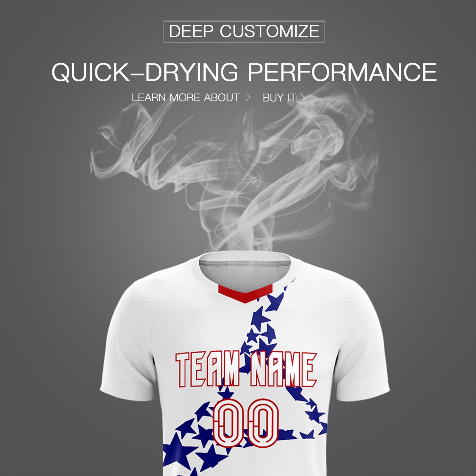 Custom White Royal America Star World Cup Inspired Drapable Graffiti Pattern Soccer Sets Jersey