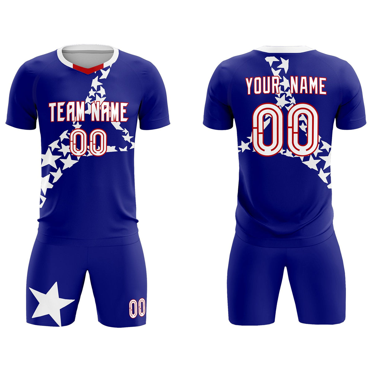 Custom Royal White America Star World Cup Inspired Breathable Graffiti Pattern Soccer Sets Jersey