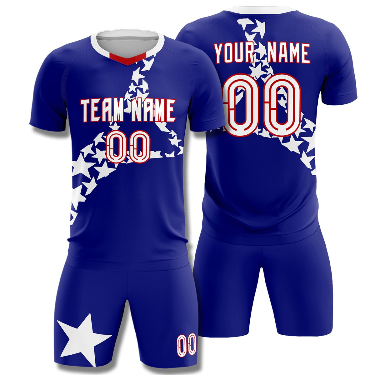 Custom Royal White America Star World Cup Inspired Breathable Graffiti Pattern Soccer Sets Jersey