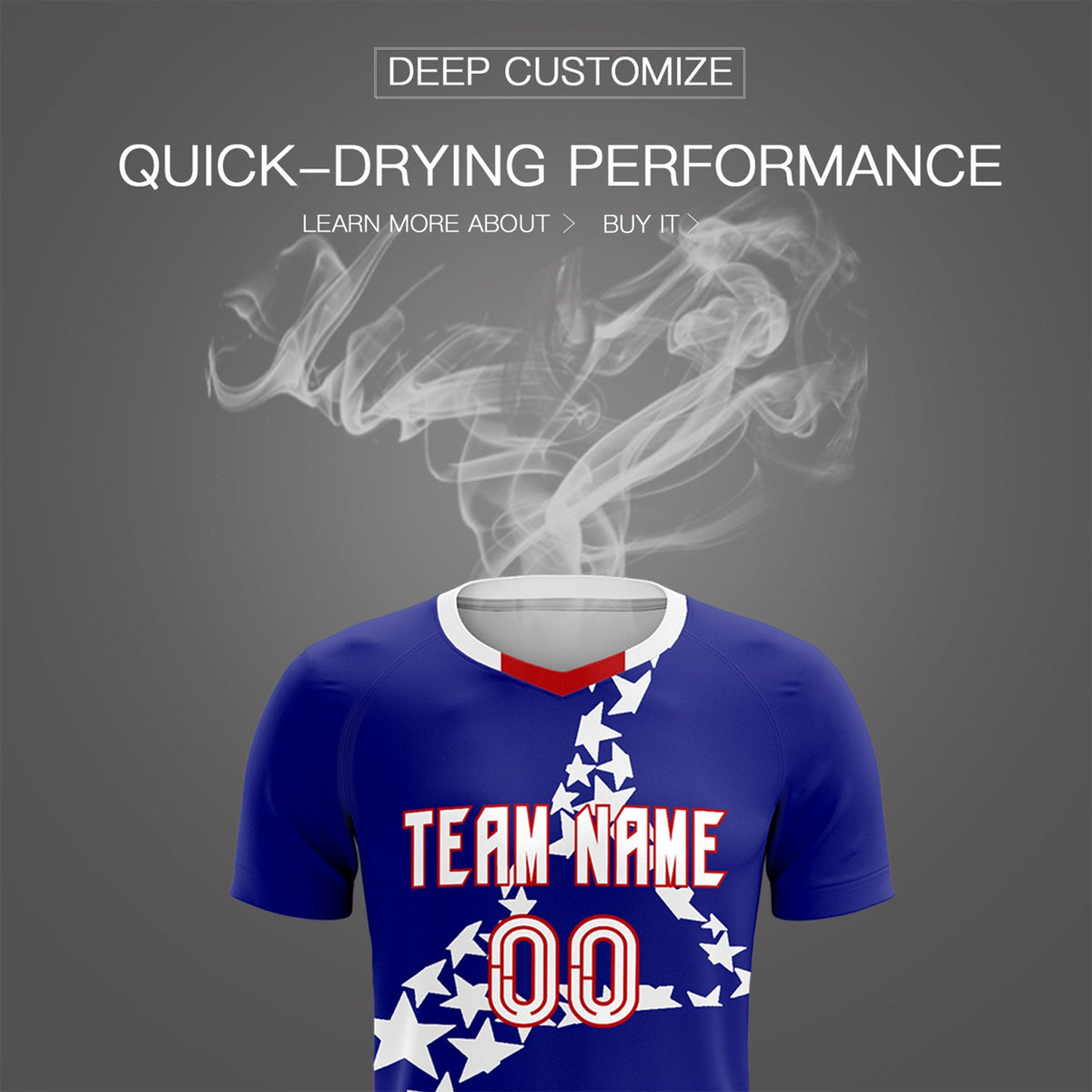 Custom Royal White America Star World Cup Inspired Breathable Graffiti Pattern Soccer Sets Jersey