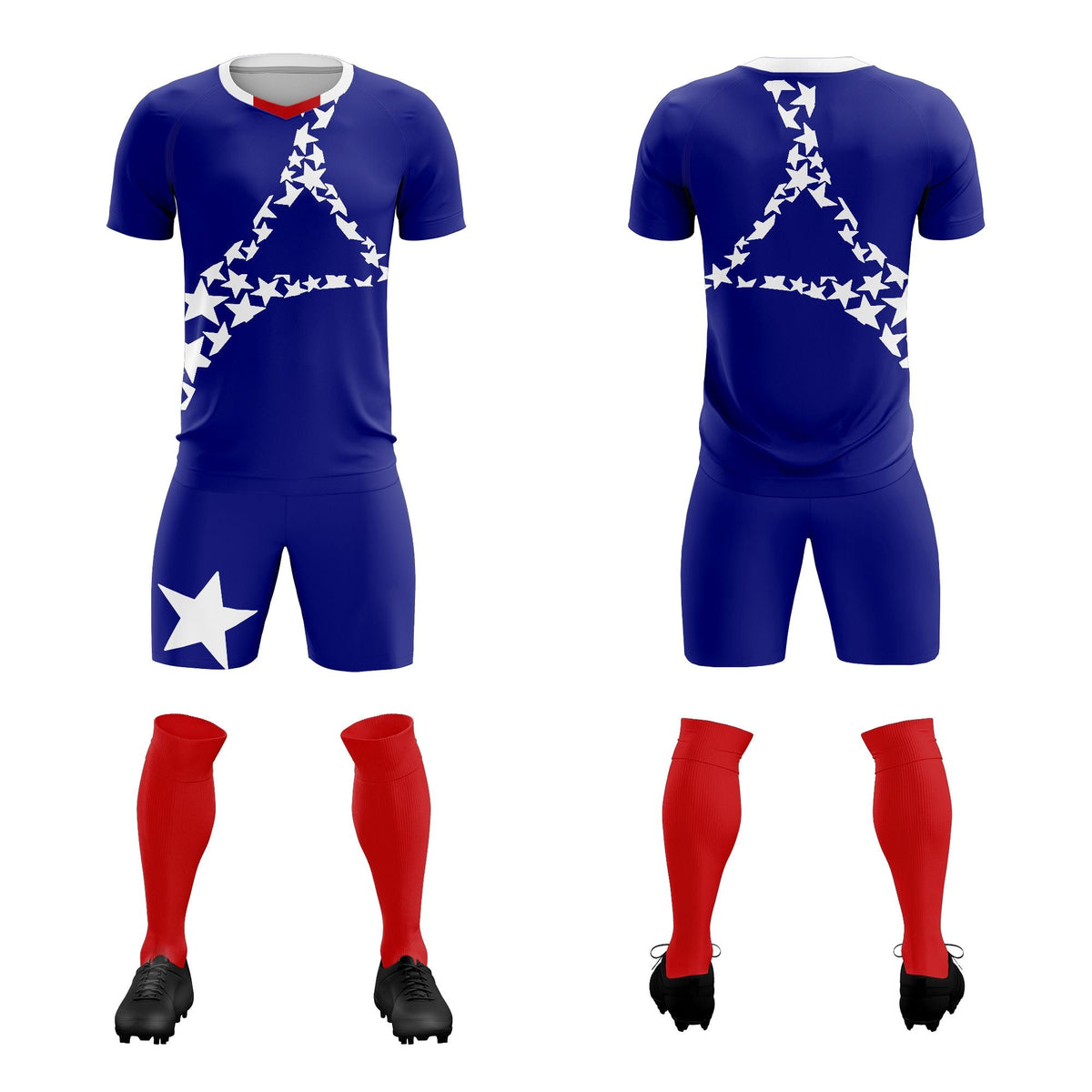 Custom Royal White America Star World Cup Inspired Breathable Graffiti Pattern Soccer Sets Jersey
