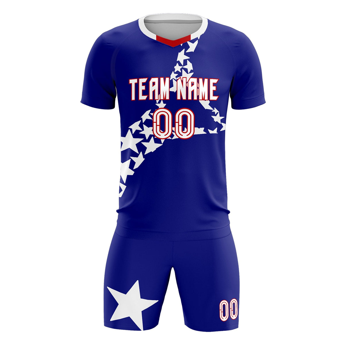 Custom Royal White America Star World Cup Inspired Breathable Graffiti Pattern Soccer Sets Jersey