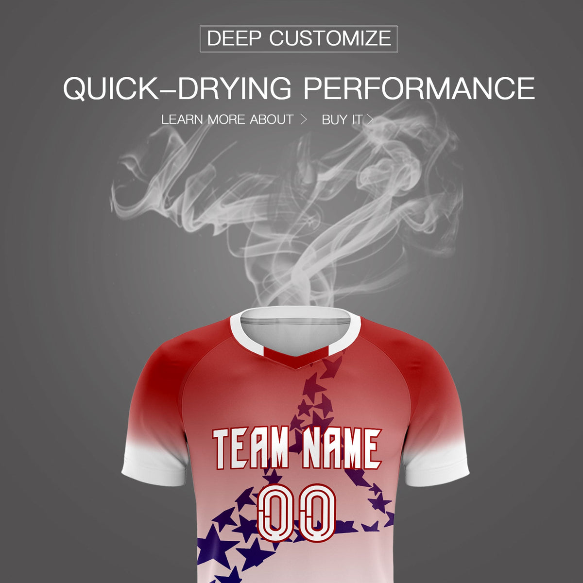 Custom Red Royal America Star World Cup Inspired Quick-Drying Gradient Fashion Soccer Sets Jersey