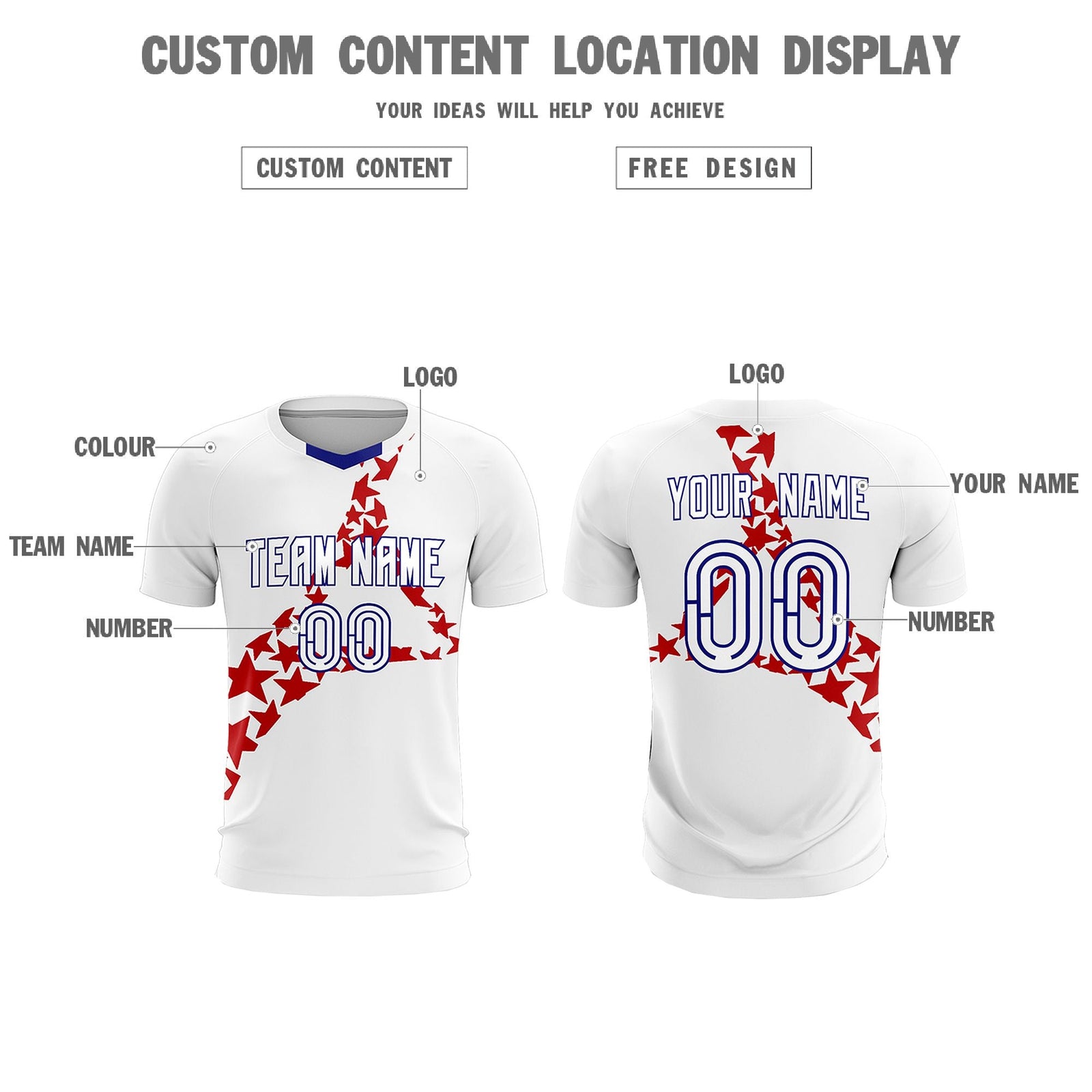 Custom White Red America Star World Cup Inspired Lightweight Graffiti Pattern Soccer Sets Jersey
