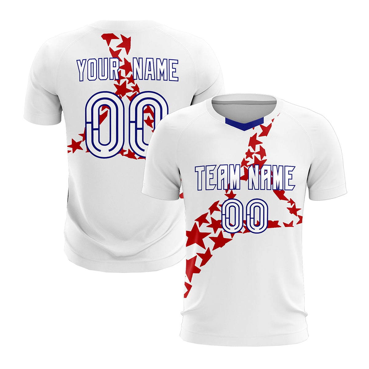 Custom White Red America Star World Cup Inspired Lightweight Graffiti Pattern Soccer Sets Jersey