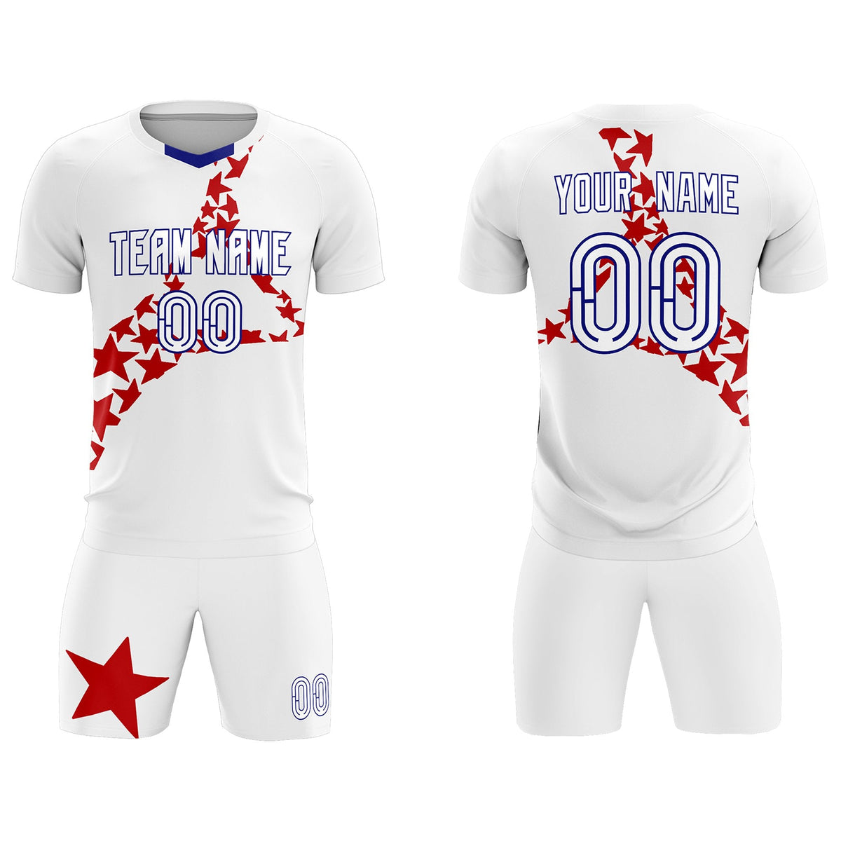 Custom White Red America Star World Cup Inspired Lightweight Graffiti Pattern Soccer Sets Jersey