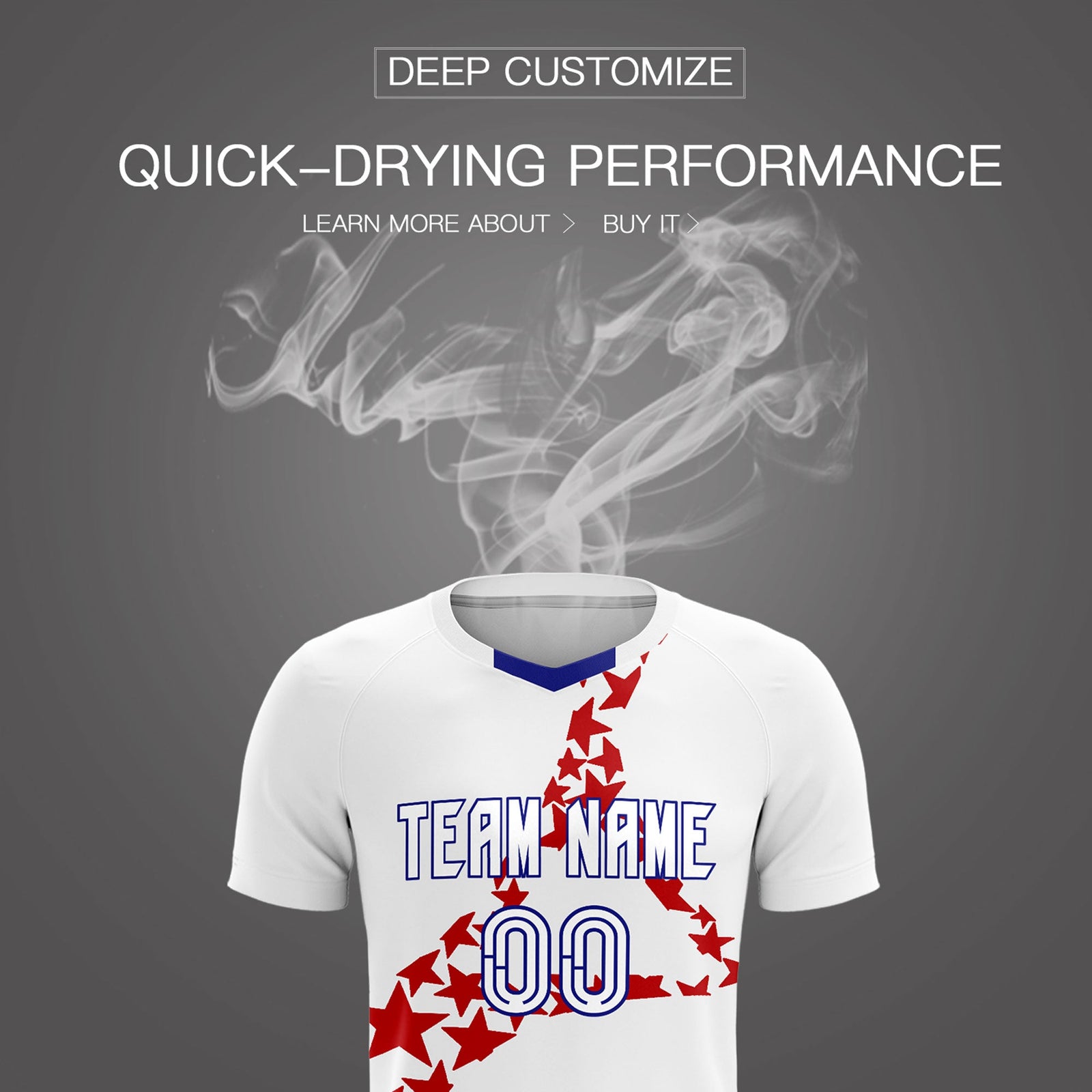 Custom White Red America Star World Cup Inspired Lightweight Graffiti Pattern Soccer Sets Jersey