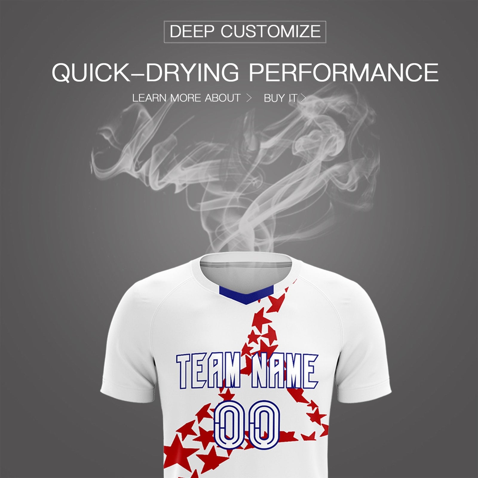 Custom White Red America Star World Cup Inspired Lightweight Graffiti Pattern Soccer Sets Jersey