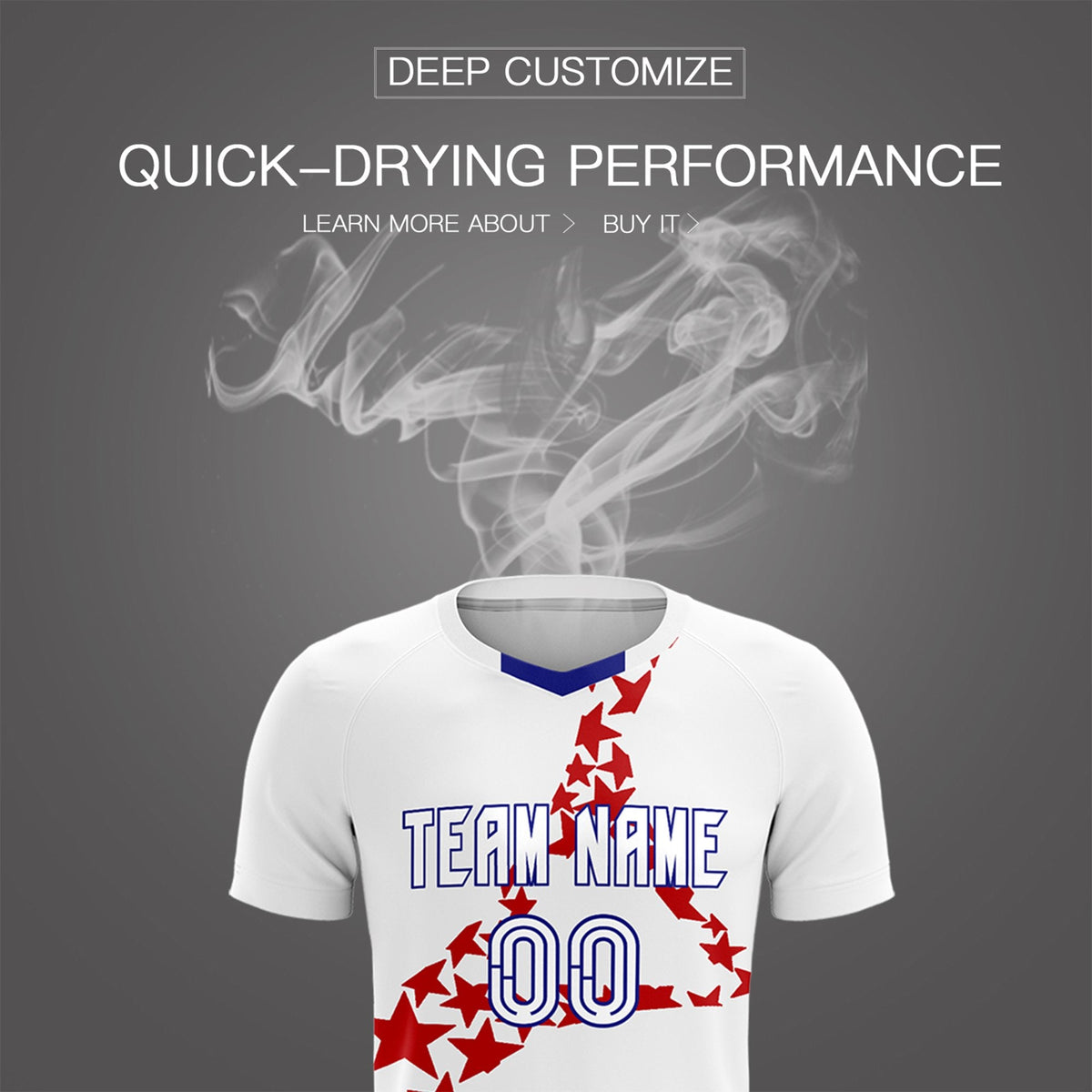 Custom White Red America Star World Cup Inspired Lightweight Graffiti Pattern Soccer Sets Jersey