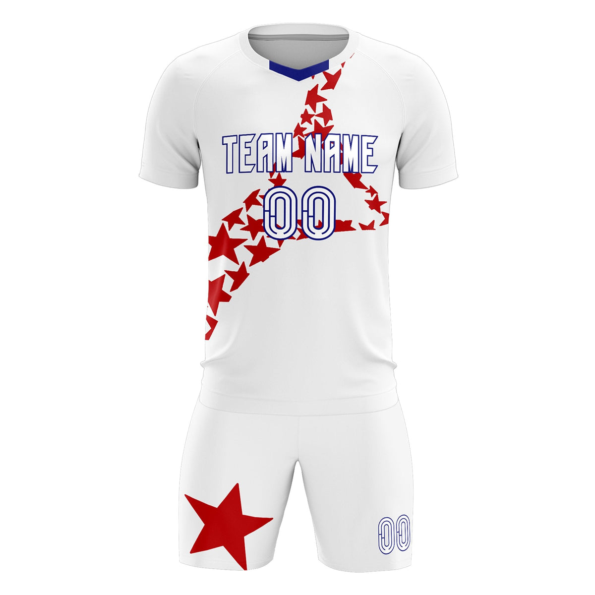 Custom White Red America Star World Cup Inspired Lightweight Graffiti Pattern Soccer Sets Jersey
