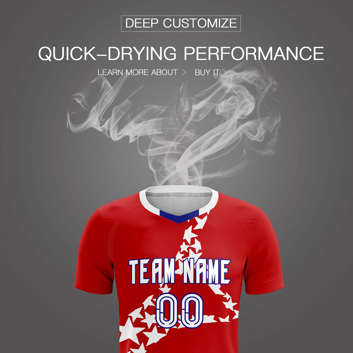 Custom Red White America Star World Cup Inspired Wrinkle-Resistant Graffiti Pattern Soccer Sets Jersey