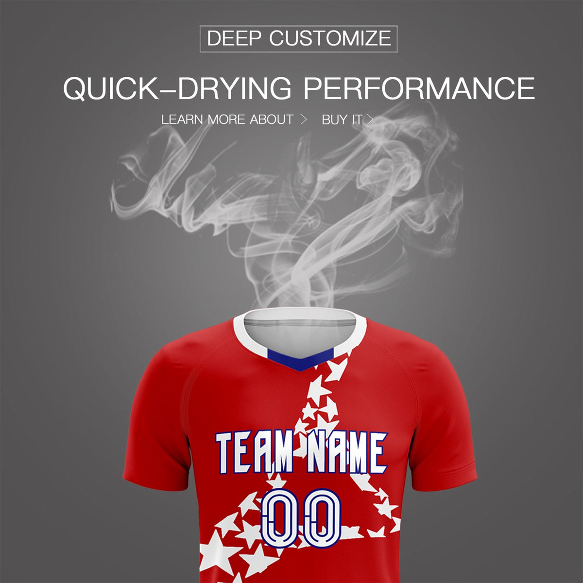 Custom Red White America Star World Cup Inspired Wrinkle-Resistant Graffiti Pattern Soccer Sets Jersey