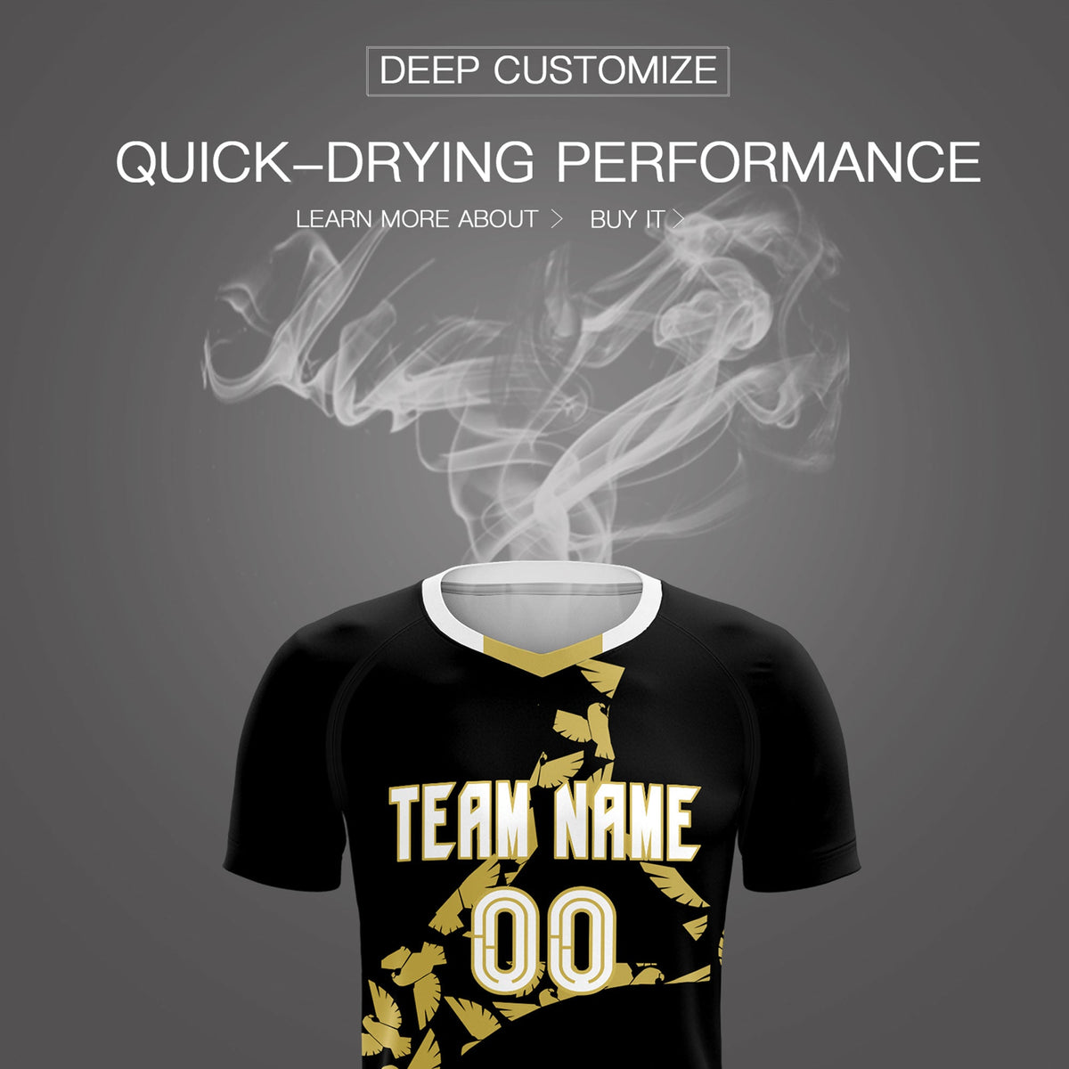 Custom Black Old Gold Mexico Eagle World Cup Inspired Quick-Drying Graffiti Pattern Soccer Sets Jersey