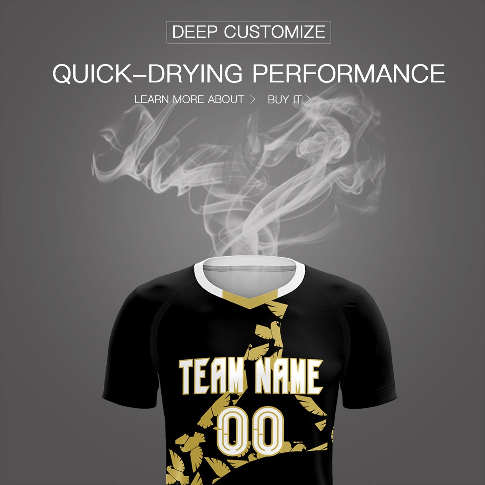 Custom Black Old Gold Mexico Eagle World Cup Inspired Quick-Drying Graffiti Pattern Soccer Sets Jersey