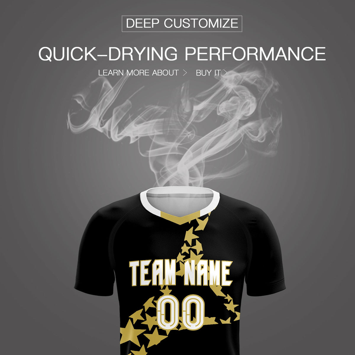 Custom Black Old Gold America Star World Cup Inspired Lightweight Graffiti Pattern Soccer Sets Jersey