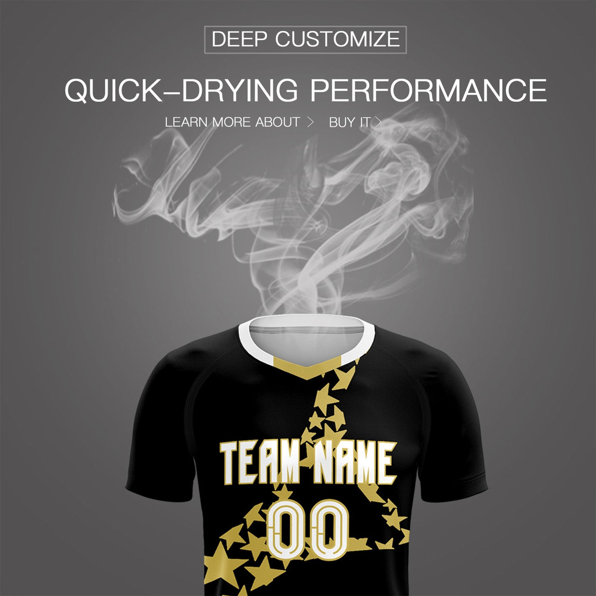 Custom Black Old Gold America Star World Cup Inspired Lightweight Graffiti Pattern Soccer Sets Jersey