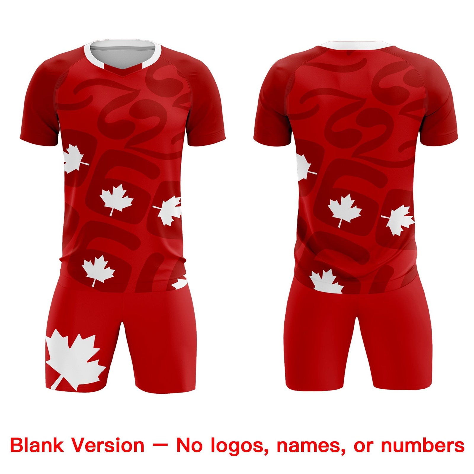 Custom Red Canada Maple Leaves World Cup Inspired Wrinkle-Resistant Graffiti Pattern Soccer Sets Jersey