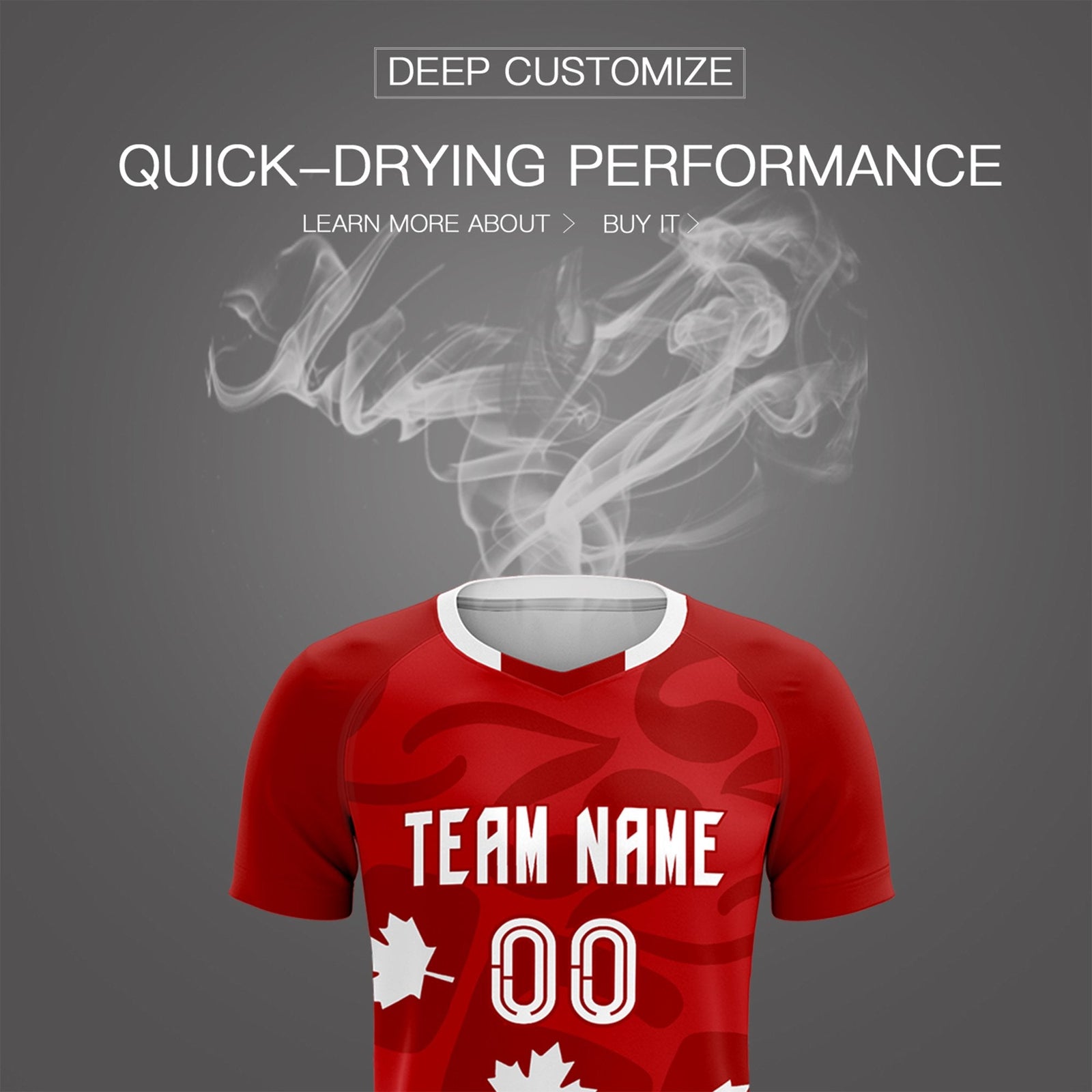 Custom Red Canada Maple Leaves World Cup Inspired Wrinkle-Resistant Graffiti Pattern Soccer Sets Jersey