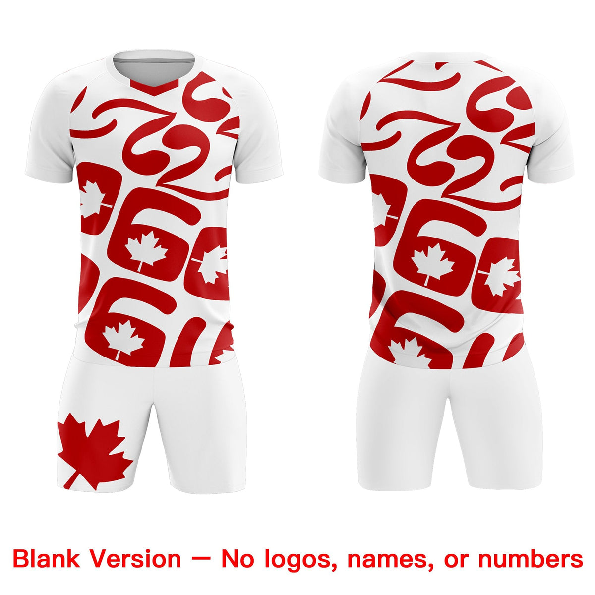 Custom White Canada Maple Leaves World Cup Inspired Drapable Graffiti Pattern Soccer Sets Jersey