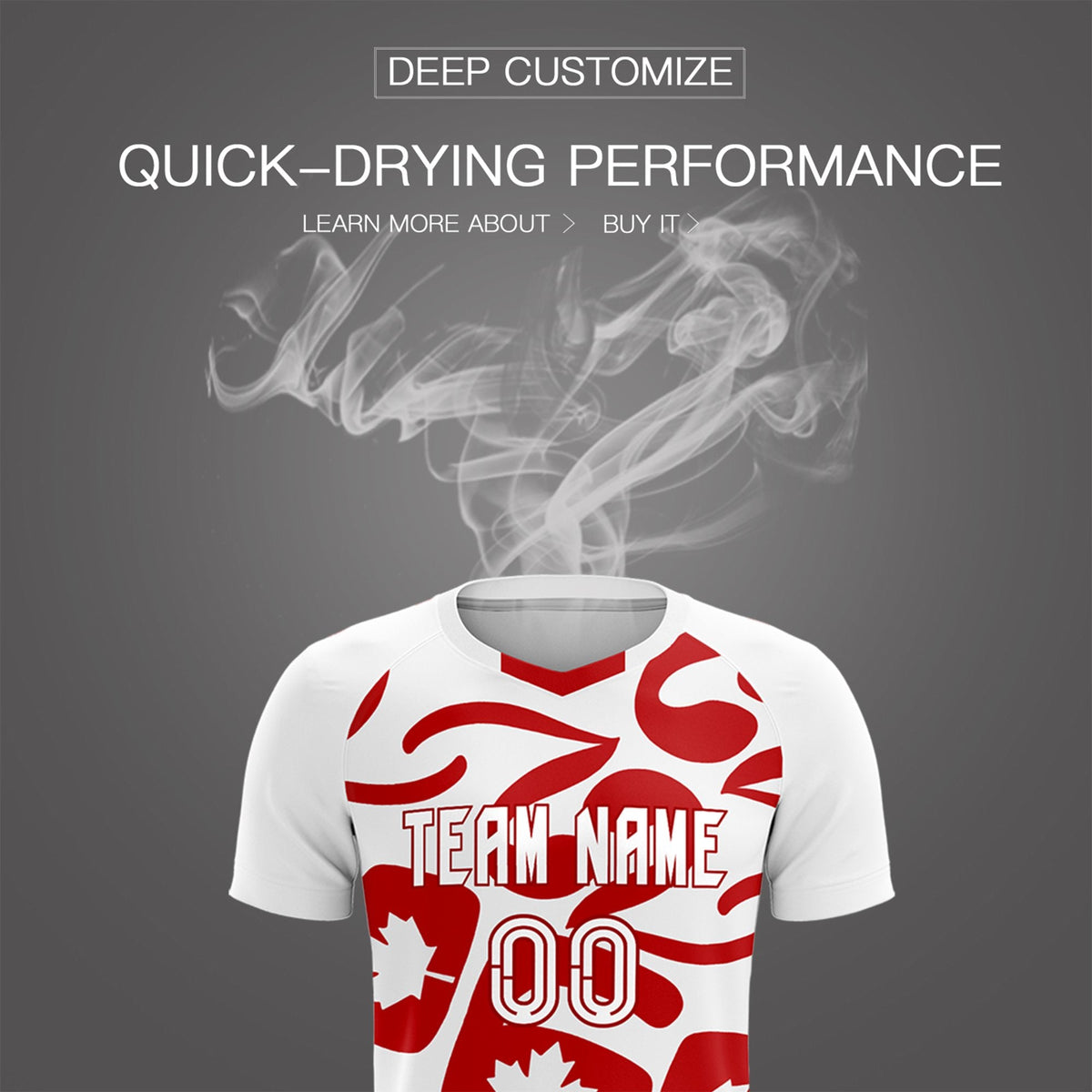 Custom White Canada Maple Leaves World Cup Inspired Drapable Graffiti Pattern Soccer Sets Jersey