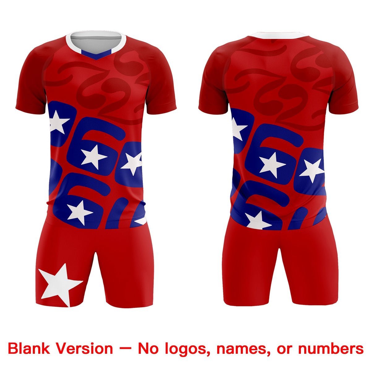 Custom Red America Star World Cup Inspired Breathable Graffiti Pattern Soccer Sets Jersey