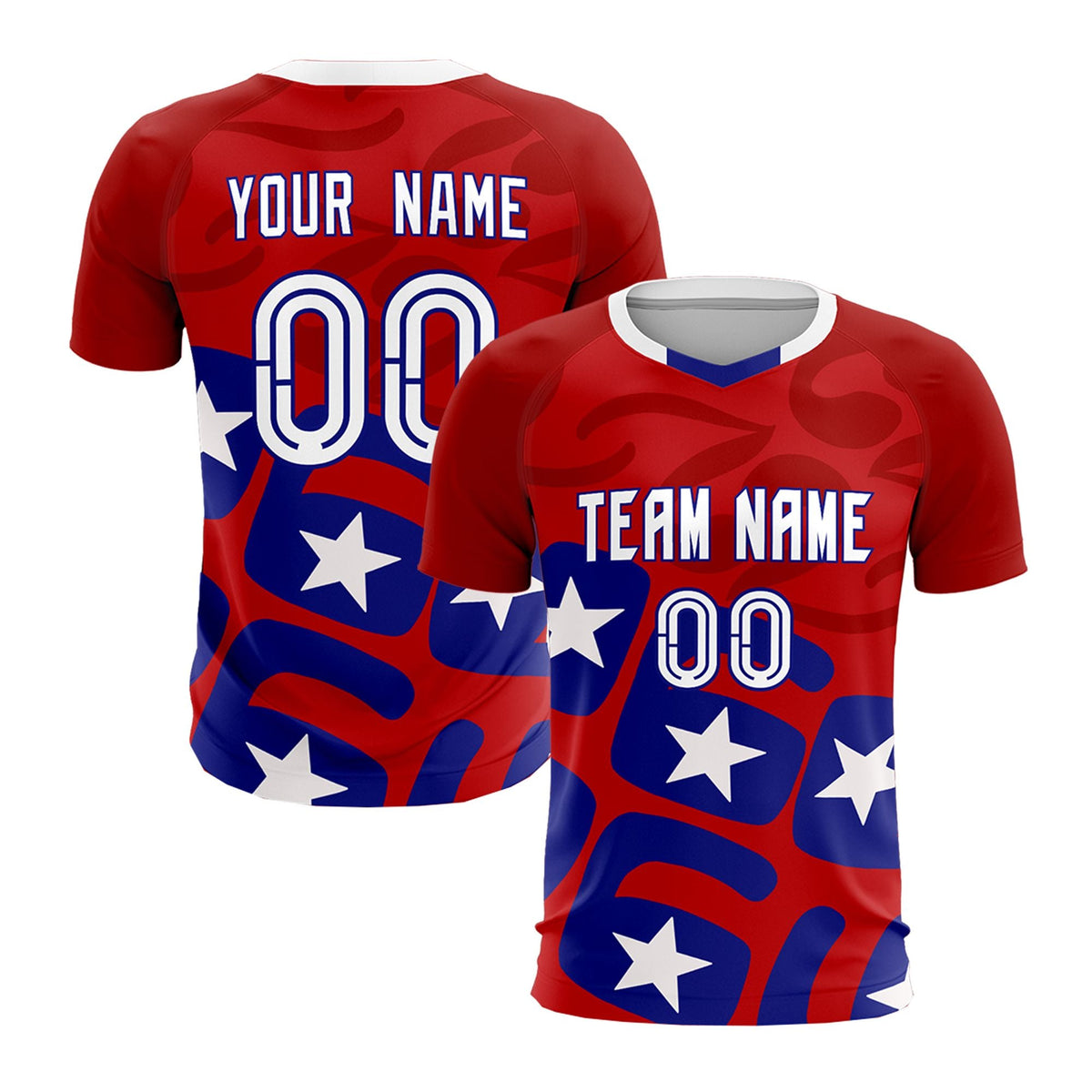 Custom Red America Star World Cup Inspired Breathable Graffiti Pattern Soccer Sets Jersey