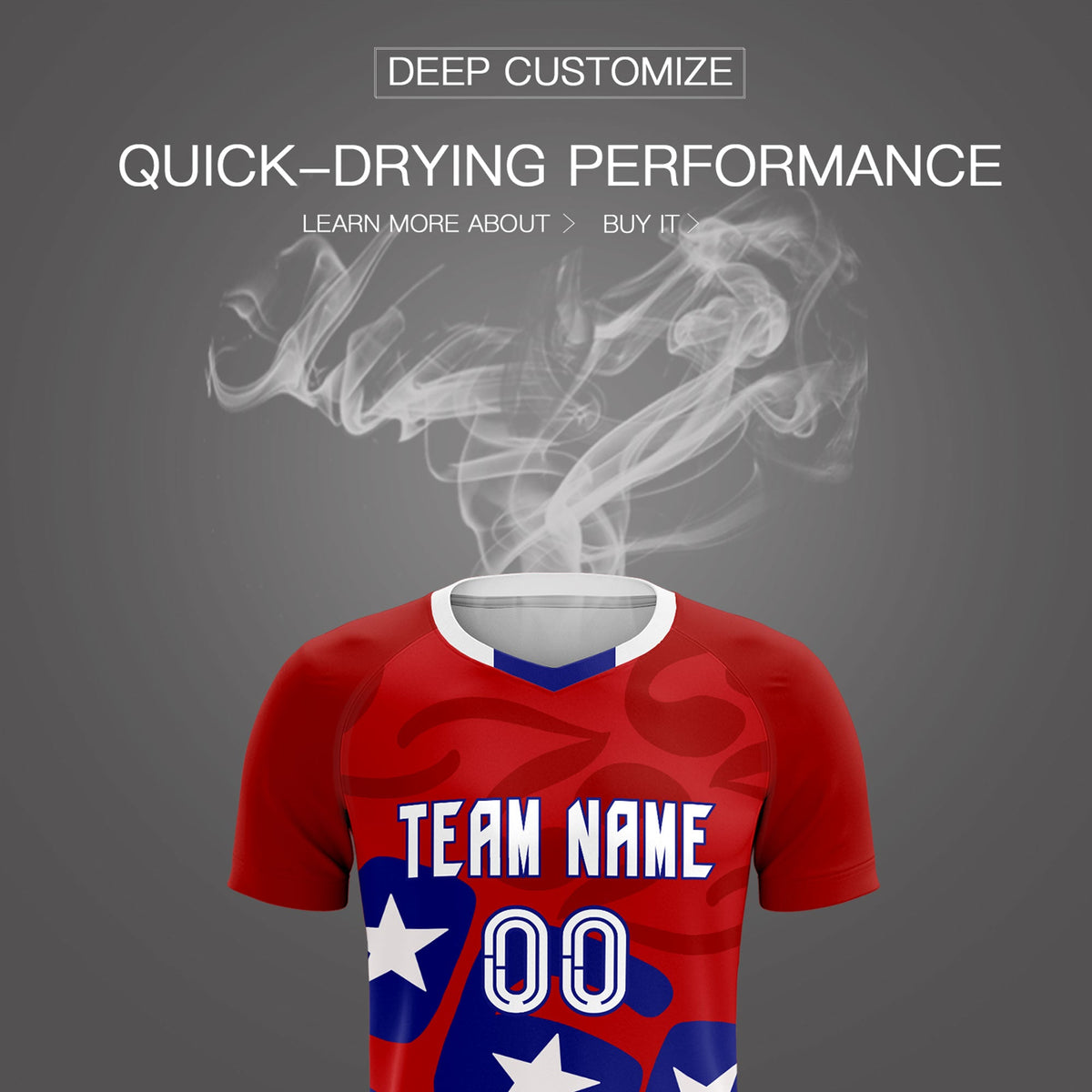 Custom Red America Star World Cup Inspired Breathable Graffiti Pattern Soccer Sets Jersey