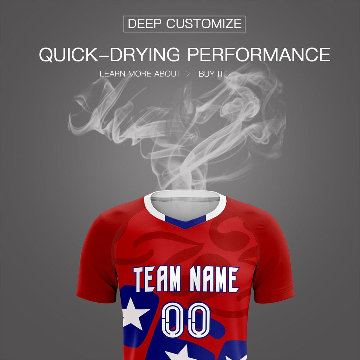 Custom Red America Star World Cup Inspired Breathable Graffiti Pattern Soccer Sets Jersey