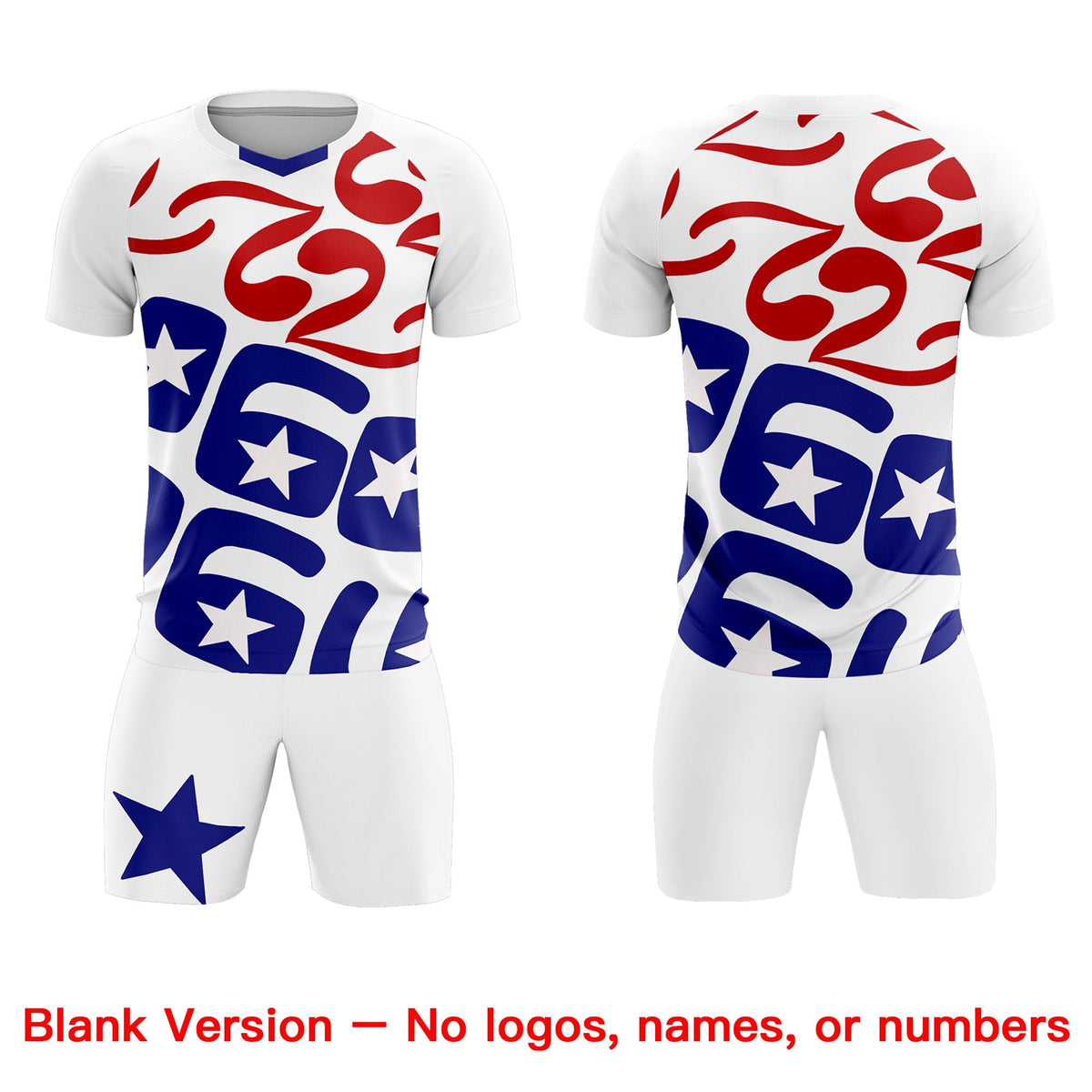 Custom White America Star World Cup Inspired Quick-Drying Graffiti Pattern Soccer Sets Jersey