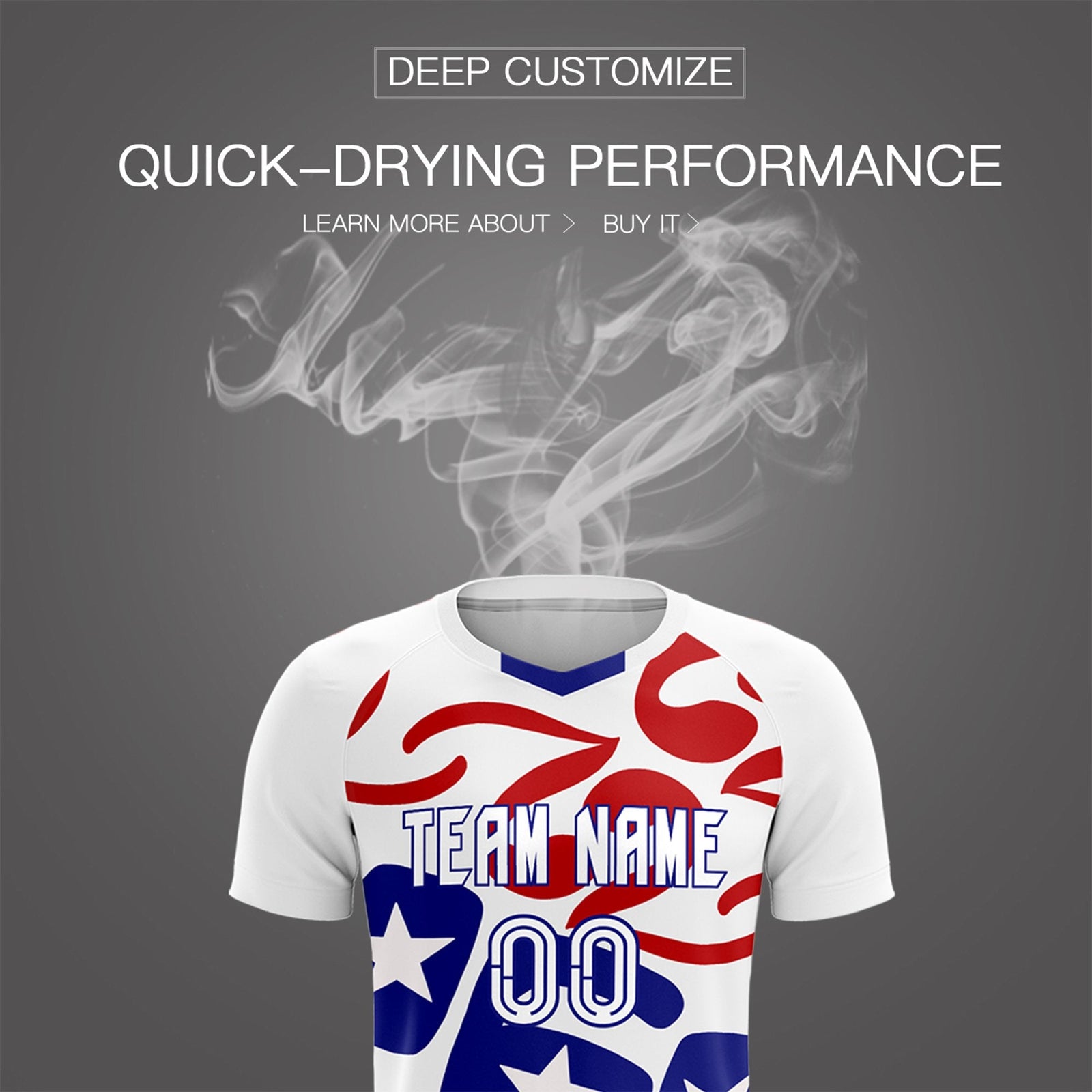 Custom White America Star World Cup Inspired Quick-Drying Graffiti Pattern Soccer Sets Jersey