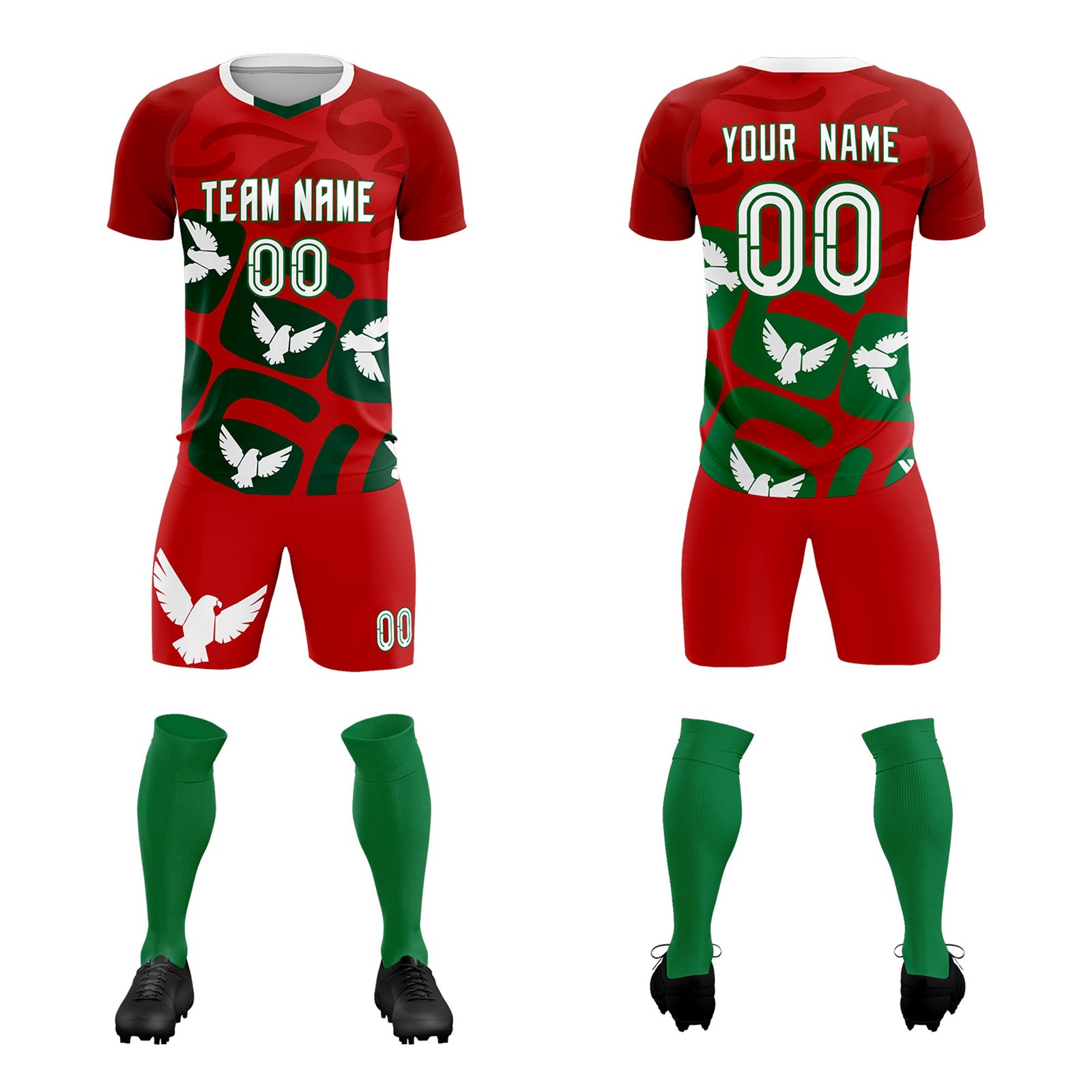 Custom Red Mexico Eagle World Cup Inspired Lightweight Graffiti Pattern Soccer Sets Jersey
