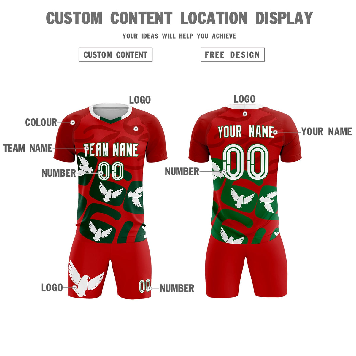 Custom Red Mexico Eagle World Cup Inspired Lightweight Graffiti Pattern Soccer Sets Jersey