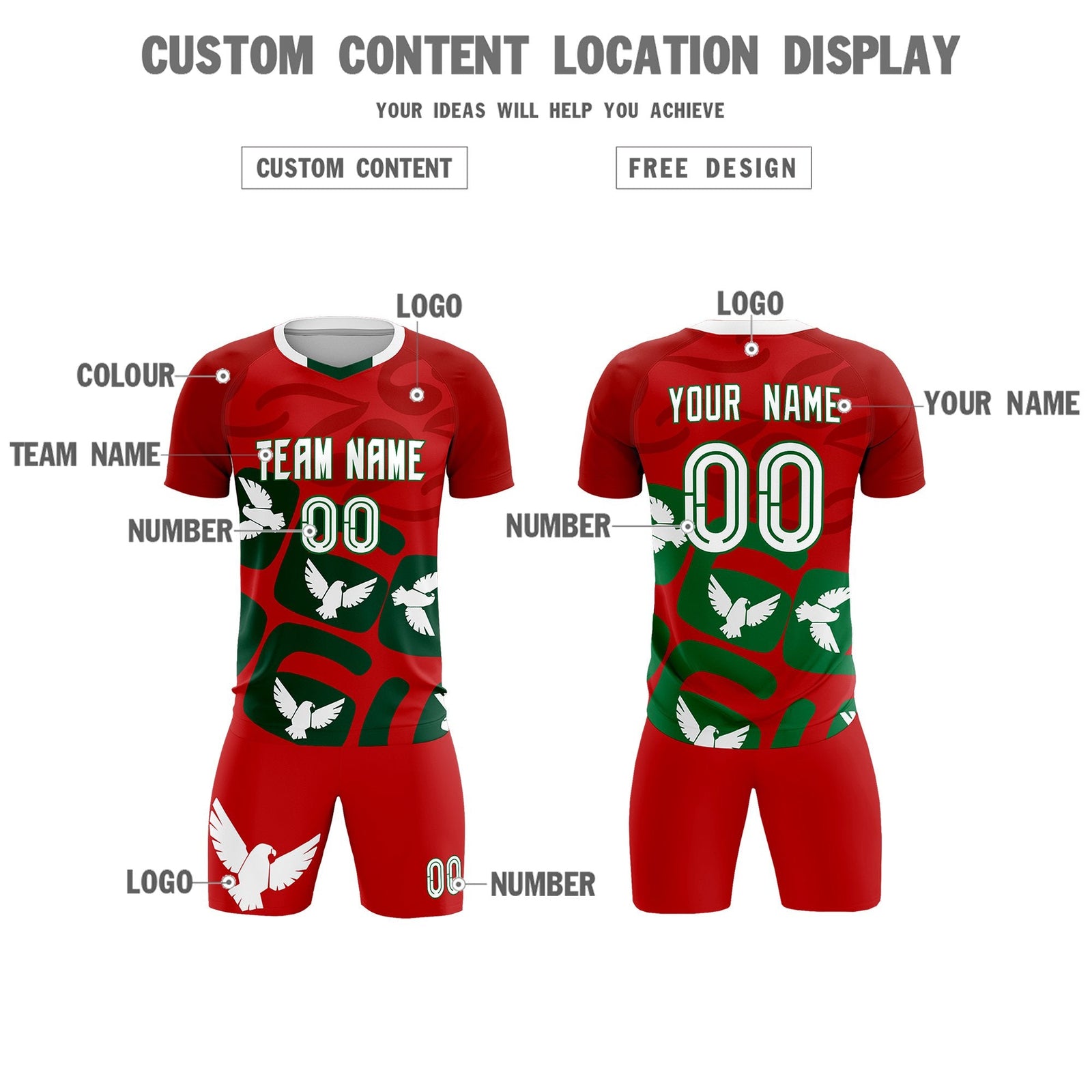 Custom Red Mexico Eagle World Cup Inspired Lightweight Graffiti Pattern Soccer Sets Jersey