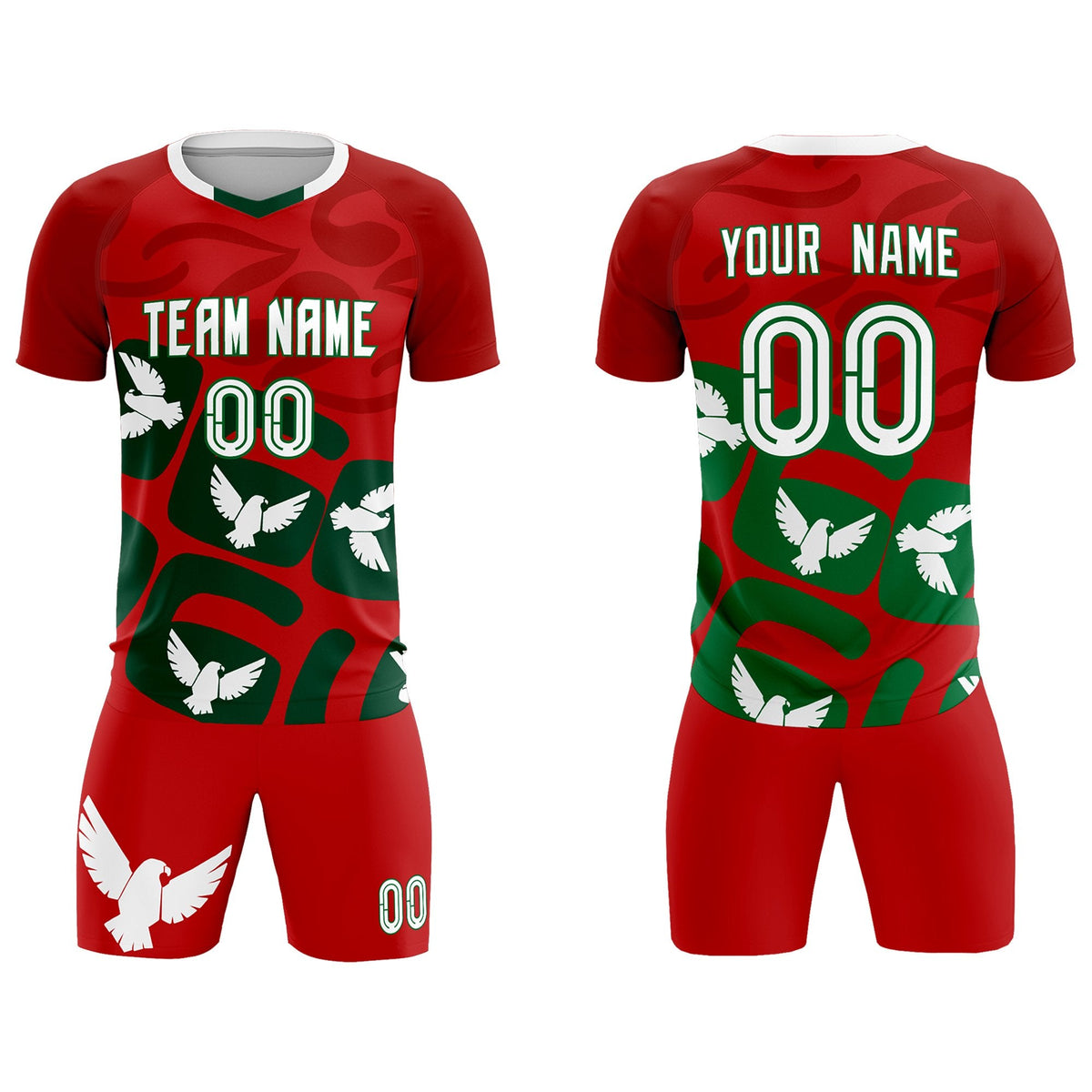 Custom Red Mexico Eagle World Cup Inspired Lightweight Graffiti Pattern Soccer Sets Jersey