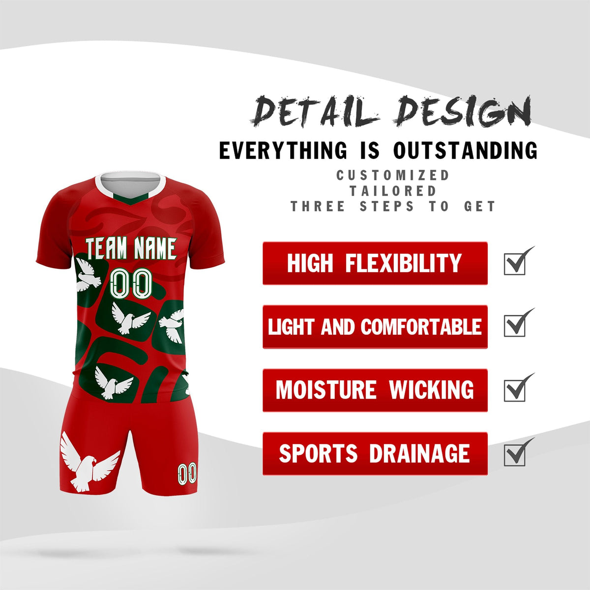 Custom Red Mexico Eagle World Cup Inspired Lightweight Graffiti Pattern Soccer Sets Jersey